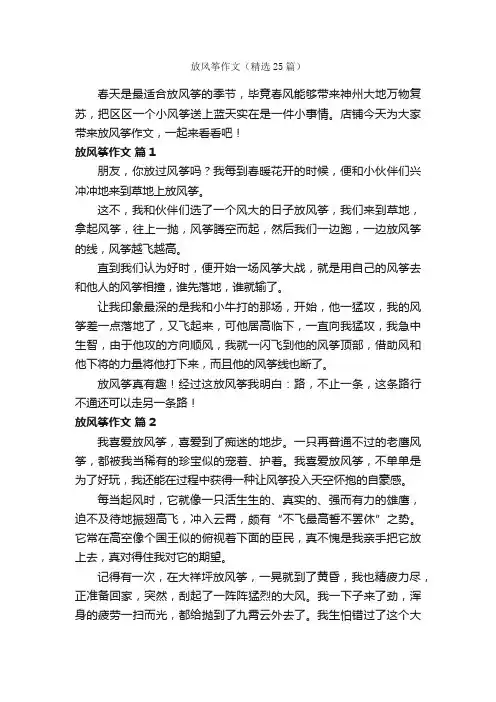 放风筝作文（精选25篇）