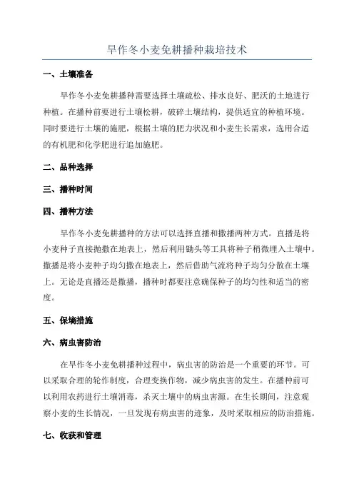 旱作冬小麦免耕播种栽培技术