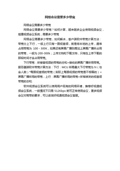 网络会议需要多少带宽