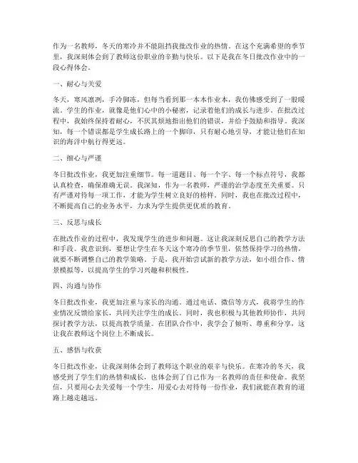 教师冬天批改作业心得体会