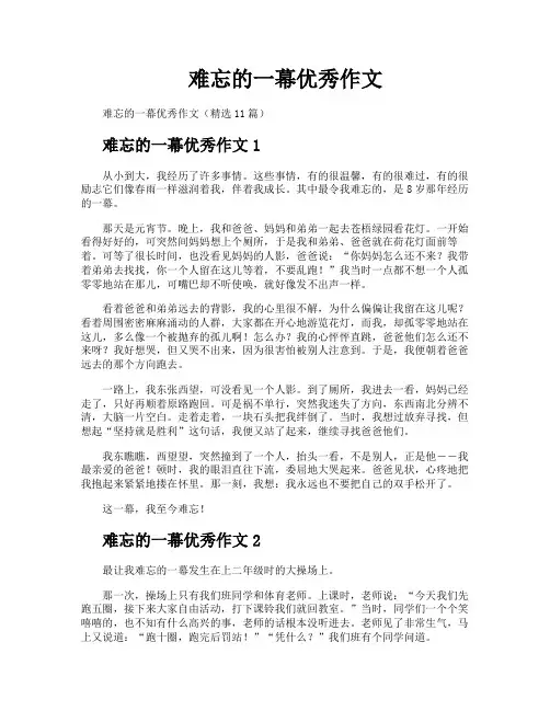难忘的一幕优秀作文