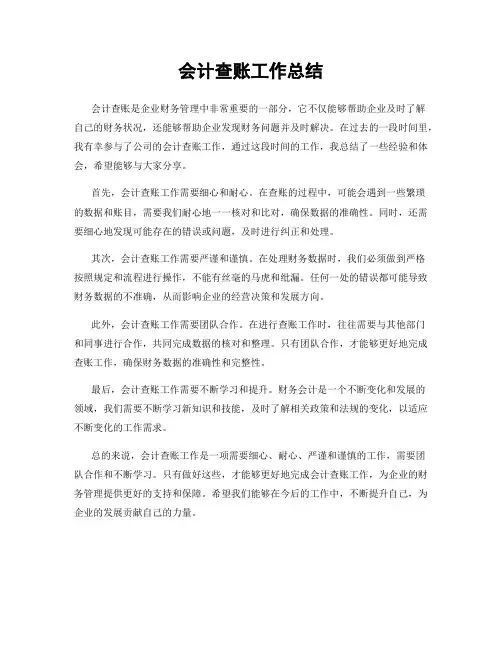 会计查账工作总结