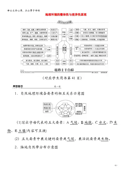 2020高考地理二轮复习第1部分专题5地理环境的整体性与差异性原理教案