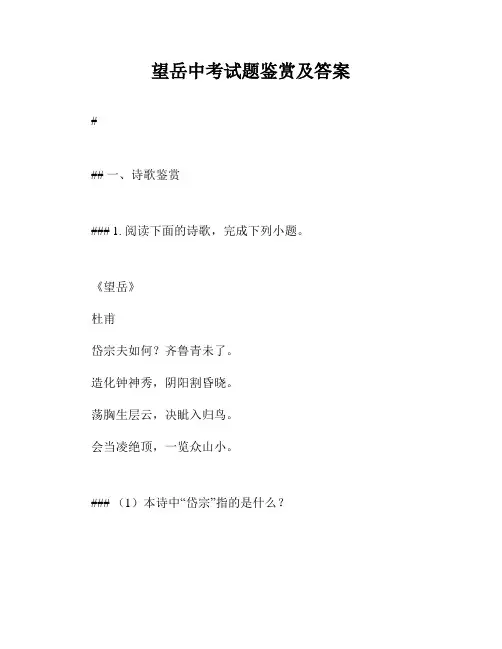 望岳中考试题鉴赏及答案
