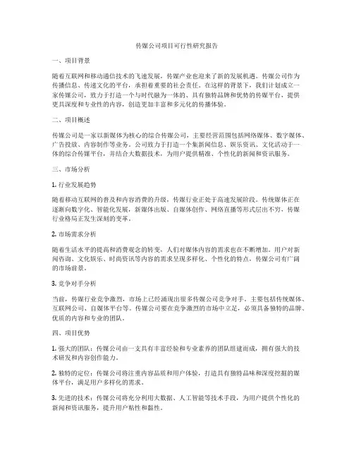 传媒公司项目可行性研究报告