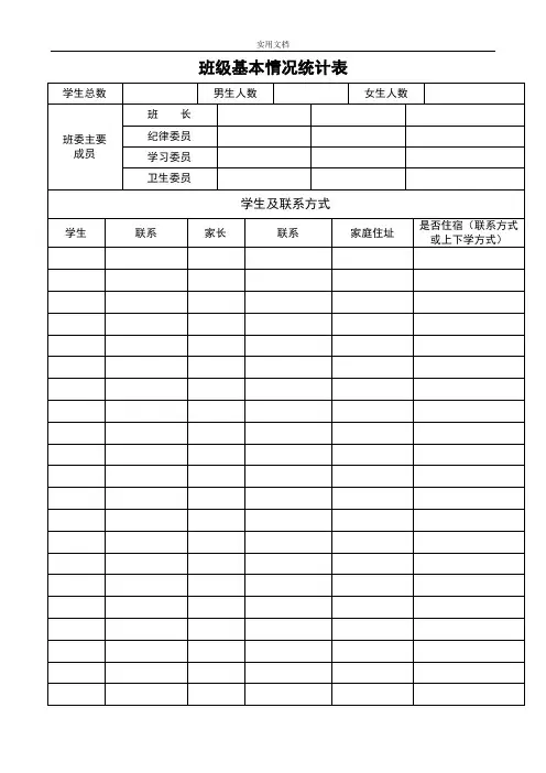 班级基本情况统计表