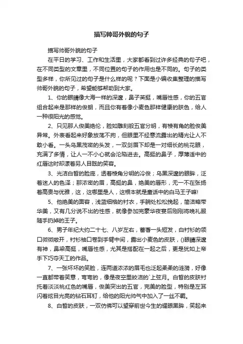 描写帅哥外貌的句子