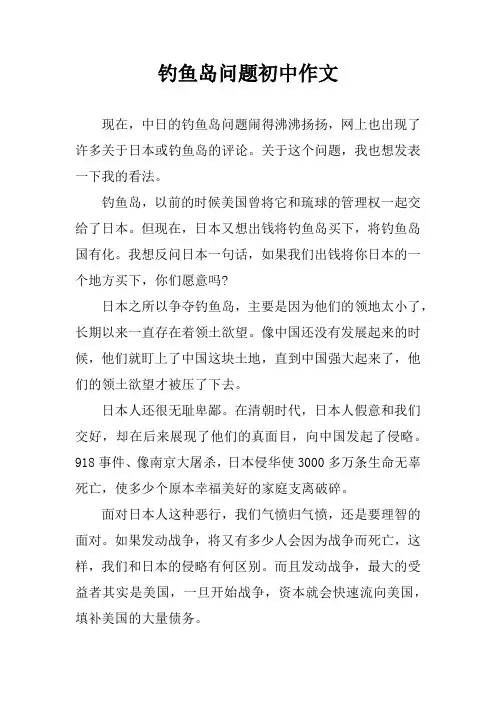 钓鱼岛问题初中作文