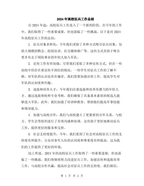 2024年高校征兵工作总结