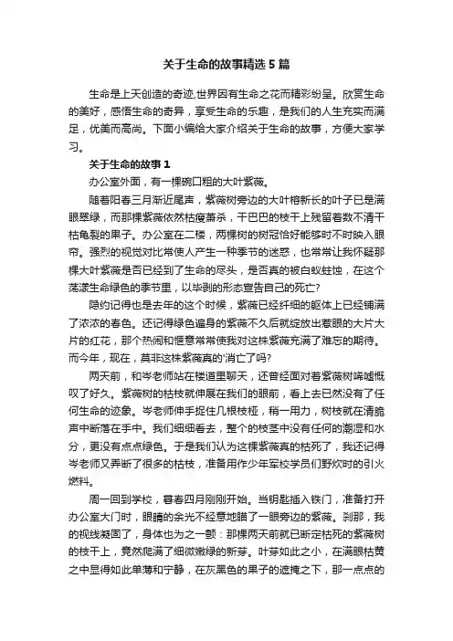 关于生命的故事精选5篇
