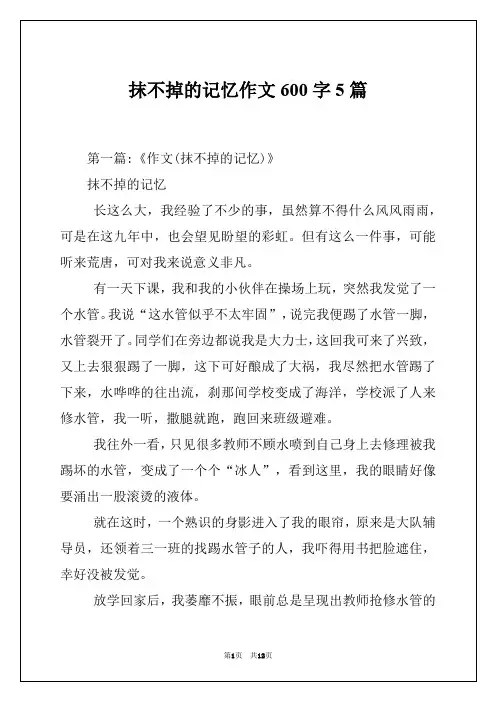 抹不掉的记忆作文600字5篇