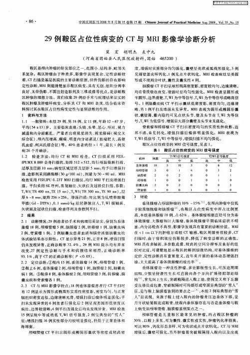 29例鞍区占位性病变的CT与MRI影像学诊断分析
