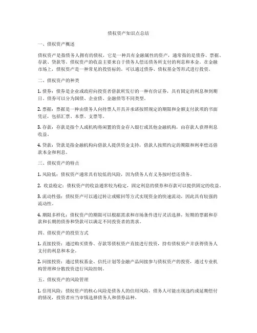 债权资产知识点总结