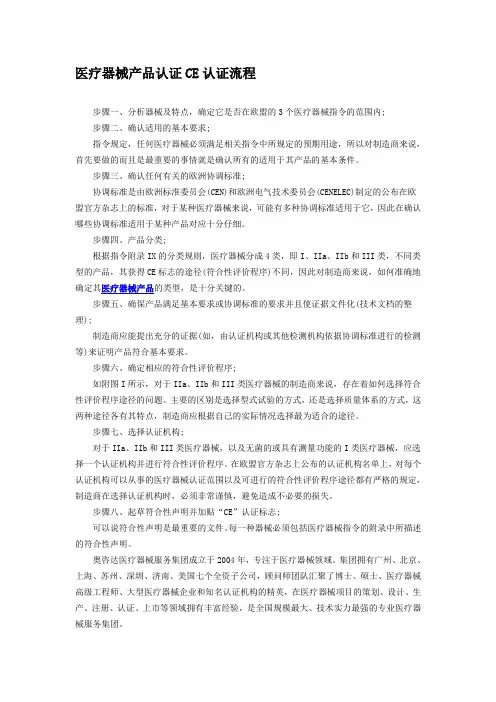 医疗器械产品认证CE认证流程
