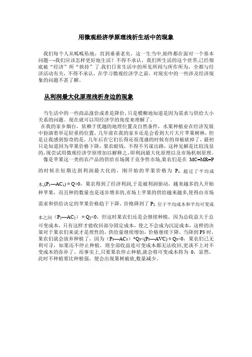 用微观经济学原理浅析生活中的现象