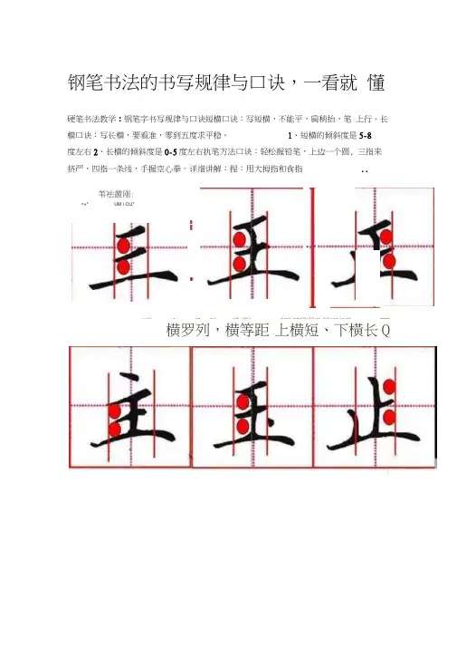 钢笔书法的书写规律与口诀