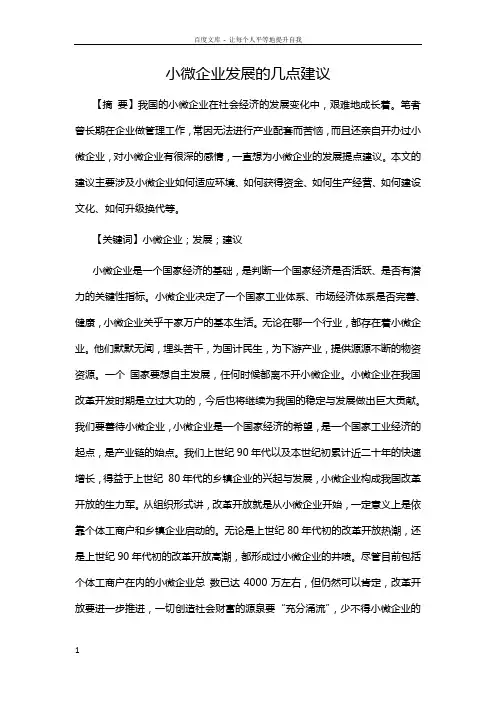 小微企业发展的几点建议
