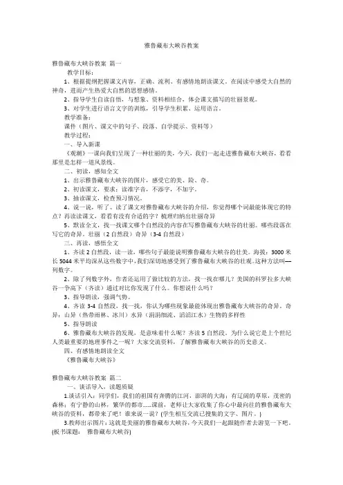 雅鲁藏布大峡谷教案