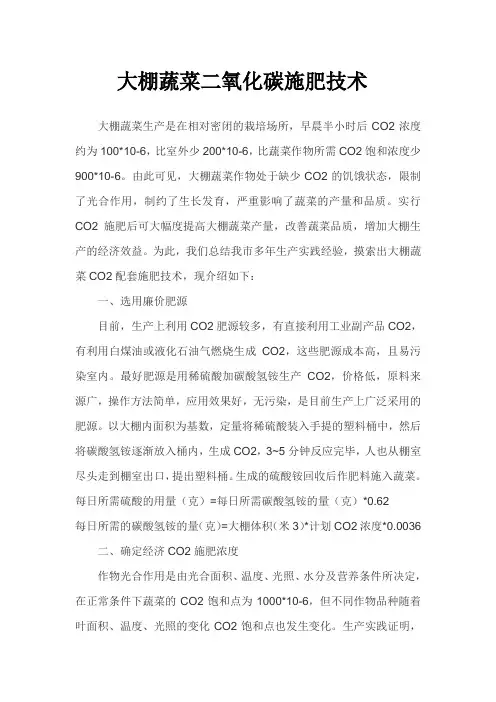 大棚蔬菜二氧化碳施肥技术