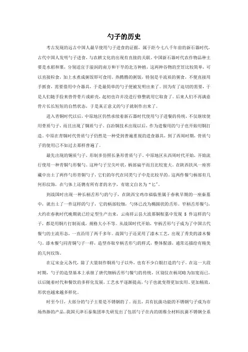 《有趣的勺子》文档资料：勺子的历史