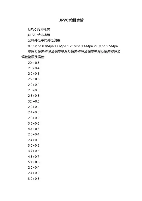 UPVC给排水管