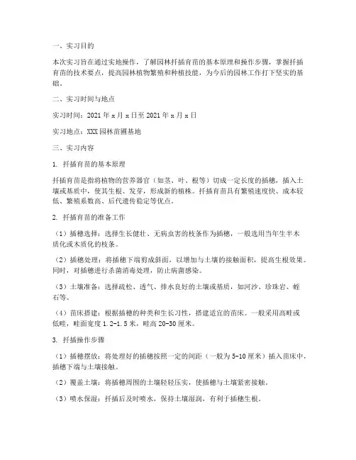 园林扦插育苗实习报告