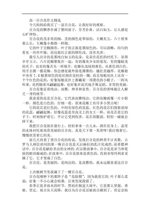 高一百合花作文