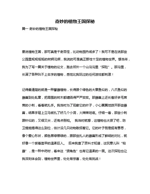 作文《奇妙的植物王国探秘》