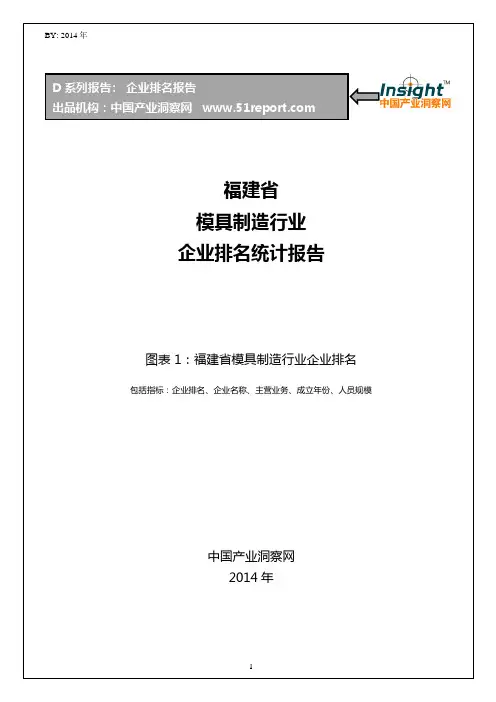 福建省模具制造行业企业排名统计报告