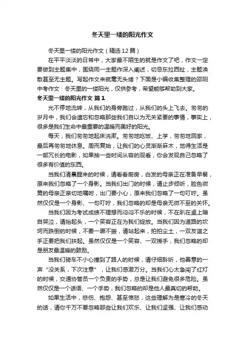 冬天里一缕的阳光作文（精选12篇）
