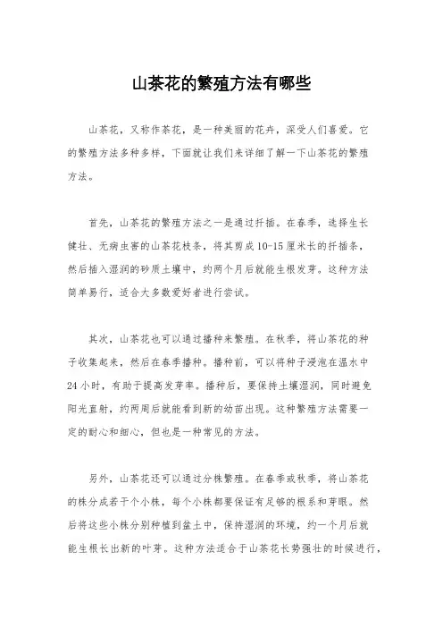 山茶花的繁殖方法有哪些