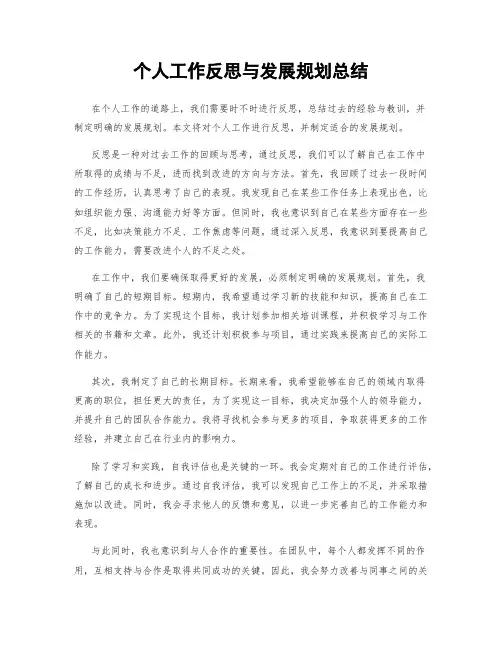 个人工作反思与发展规划总结