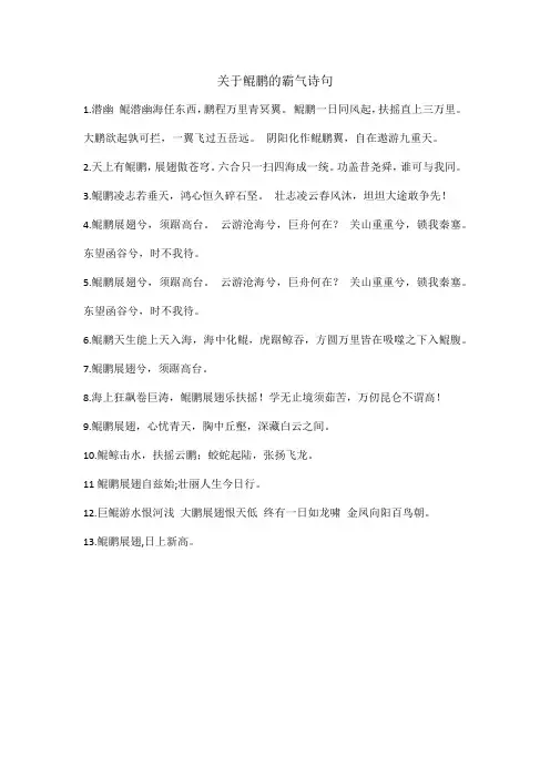 关于鲲鹏的霸气诗句