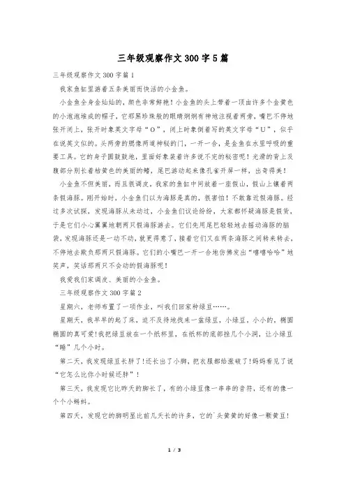 三年级观察作文300字5篇