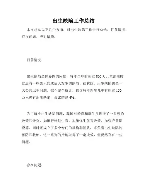 出生缺陷工作总结