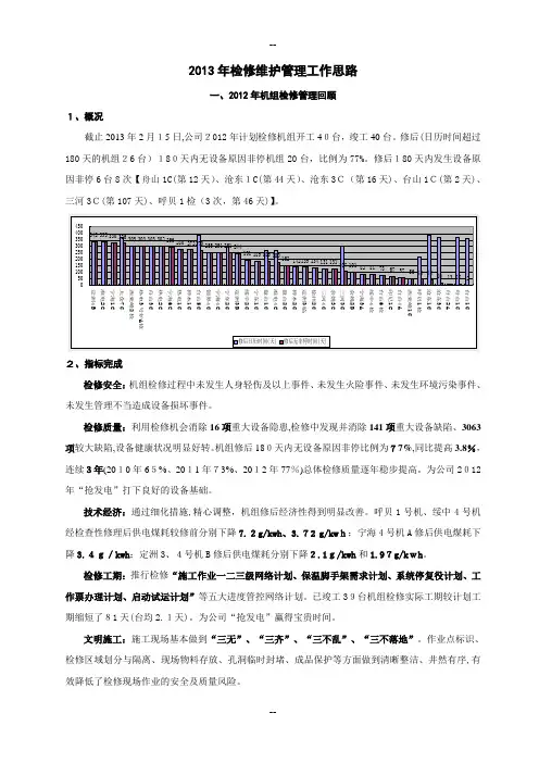 年检修维护管理工作思路