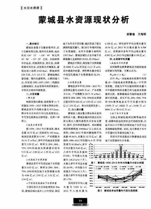 蒙城县水资源现状分析