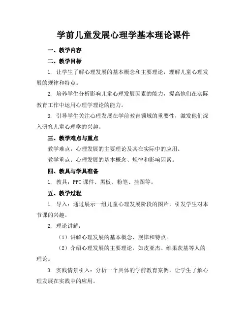 学前儿童发展心理学基本理论课件