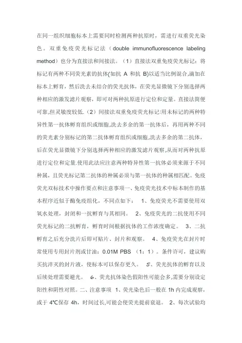 免疫荧光双标操作方法及注意事项