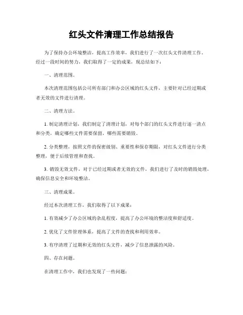 红头文件清理工作总结报告