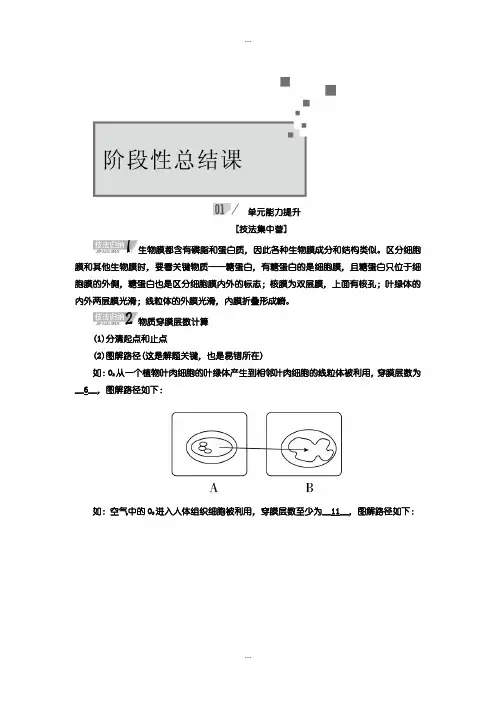 2020届人教版生物一轮复习教案：第二单元 细胞的基本结构和物质运输功能含答案
