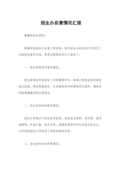 招生办自查情况汇报