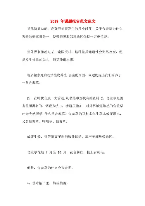 2019年课题报告范文范文