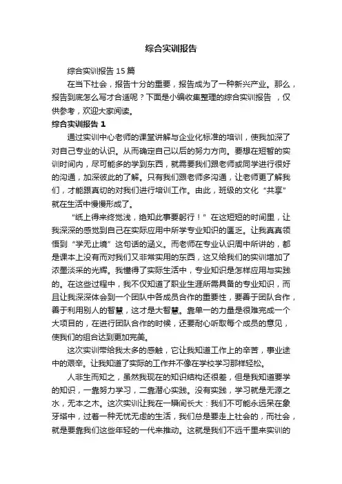 综合实训报告15篇