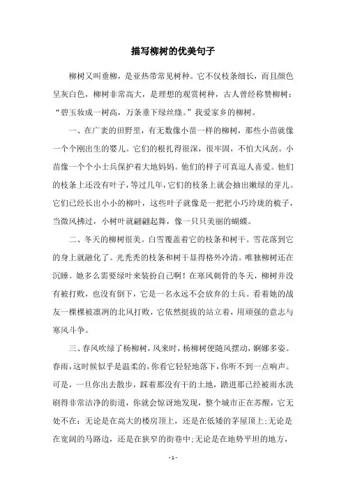描写柳树的优美句子