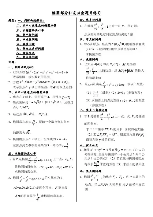 椭圆部分必会题目练习