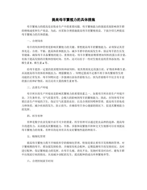 提高母羊繁殖力的具体措施