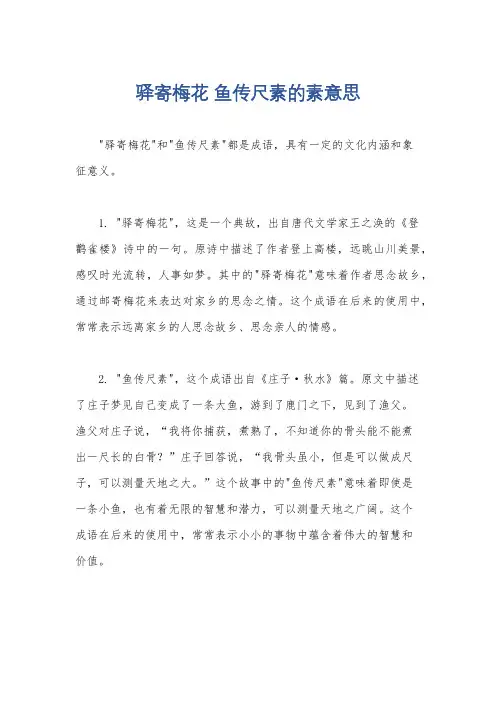 驿寄梅花 鱼传尺素的素意思