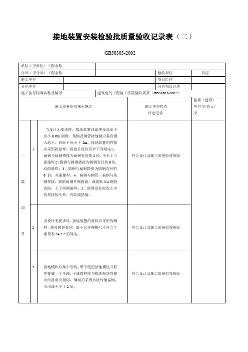 接地装置安装检验批质量验收记录1