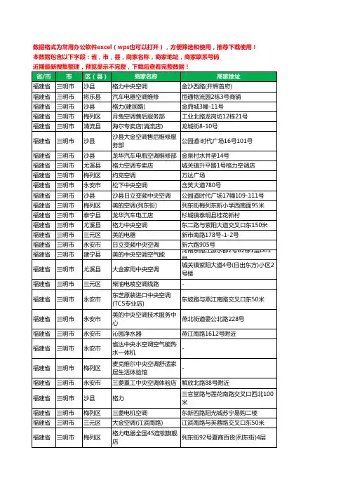 2020新版福建省三明市空调工商企业公司商家名录名单黄页联系电话号码地址大全110家